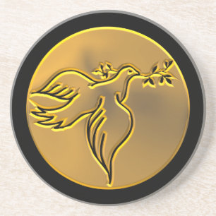 Golden Dove of Peace - Holy Spirit Sandstone Coaster