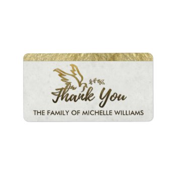Golden Dove Thank You Sympathy Family Labels by juliea2010 at Zazzle