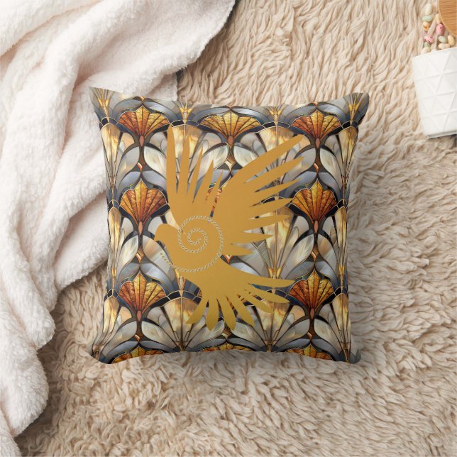Golden Dove Throw Pillow (Blanket)