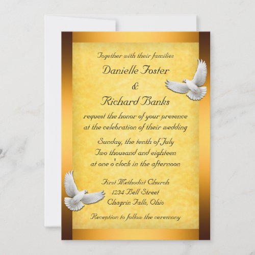 Golden Doves Wedding Invitation