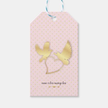 Golden Doves With A Golden Heart  Gentle Love Gift Tags by LifeInColorStudio at Zazzle