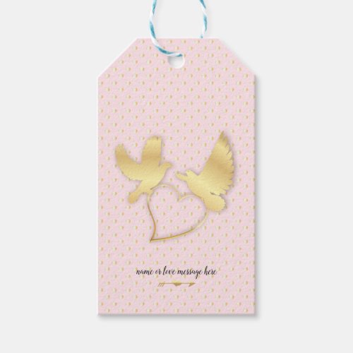 Golden Doves with a Golden Heart Gentle Love Gift Tags