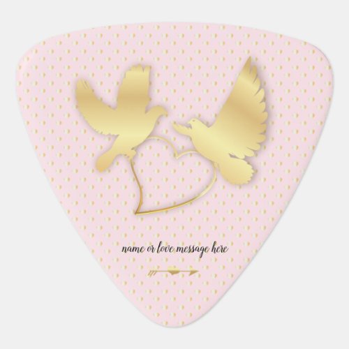 Golden Doves with a Golden Heart Gentle Love Guitar Pick