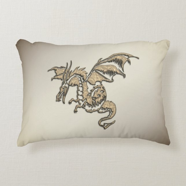 Golden Dragon Accent Pillow (Front)