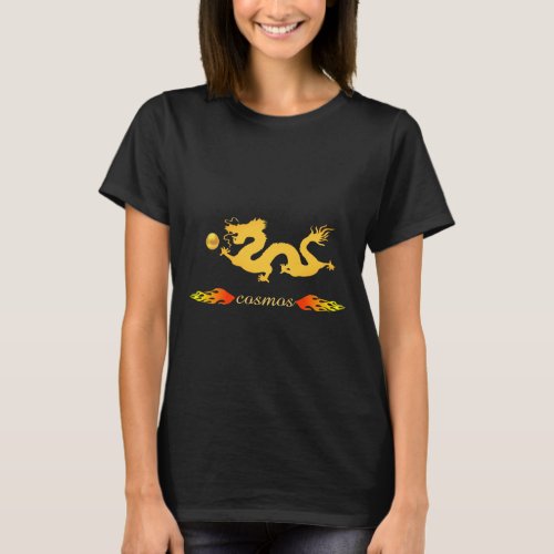 Golden dragon and golden ball with calligraphy T_Shirt
