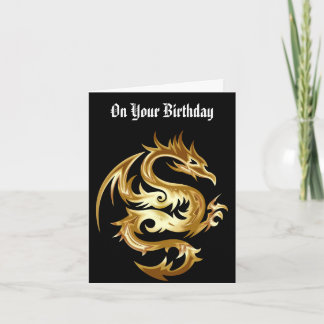 Golden Dragon Birthday Greeting Card
