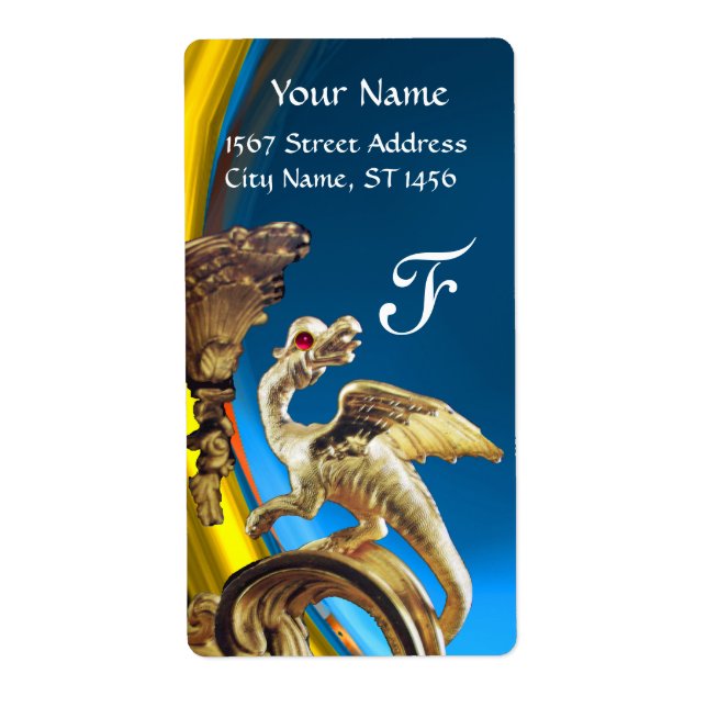 GOLDEN DRAGON BLUE SAPPHIRE AMETHYST Monogram Label (Front)