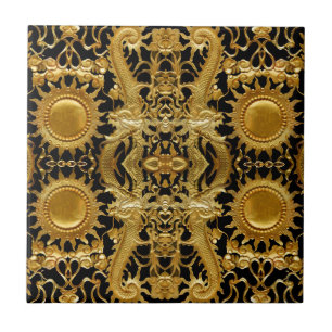 golden dragon ceramic tile
