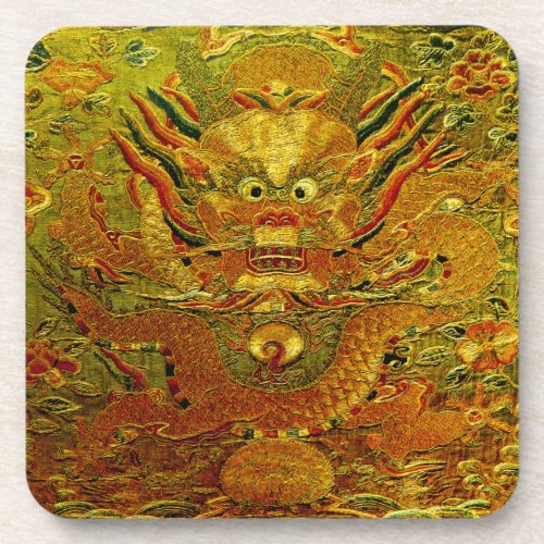 Golden dragon Chinese embroidery Ming dynasty Drink Coaster