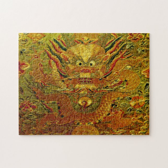 Golden dragon Chinese embroidery Ming dynasty Jigsaw Puzzle (Horizontal)