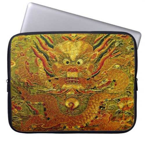 Golden dragon Chinese embroidery Ming dynasty Laptop Sleeve