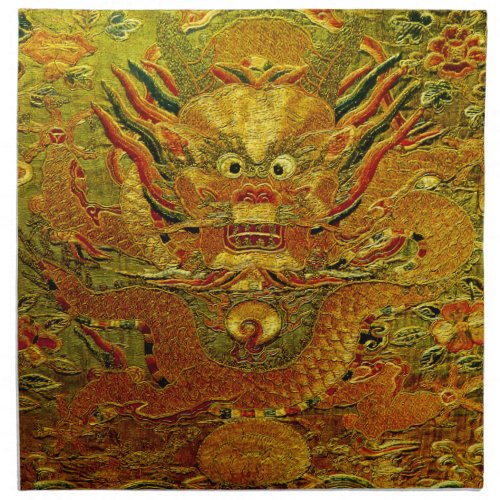 Golden dragon Chinese embroidery Ming dynasty Napkin