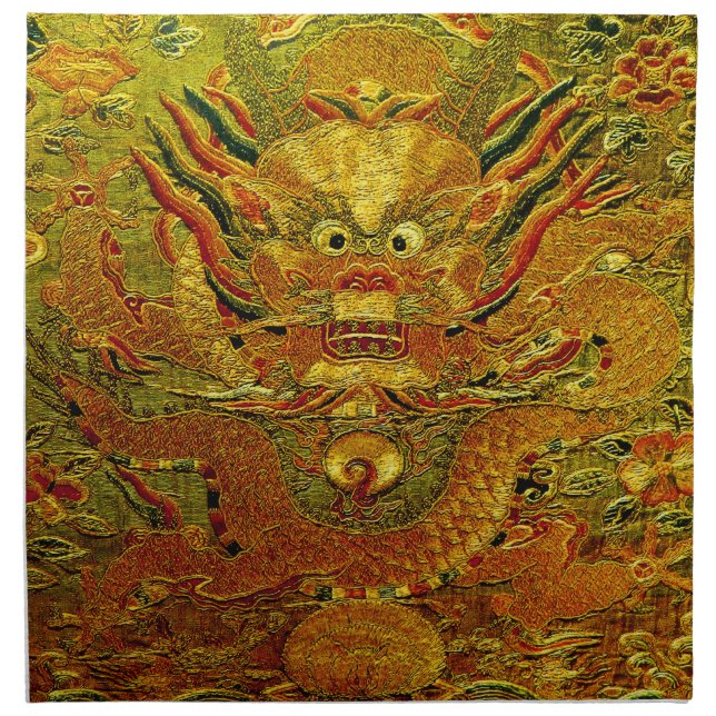 Golden dragon Chinese embroidery Ming dynasty Napkin (Front)