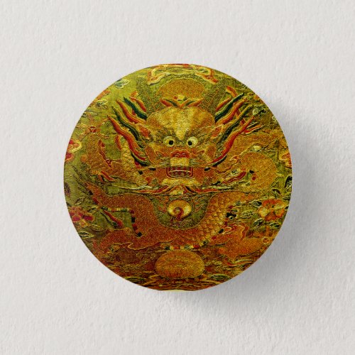 Golden dragon Chinese embroidery Ming dynasty Pinback Button