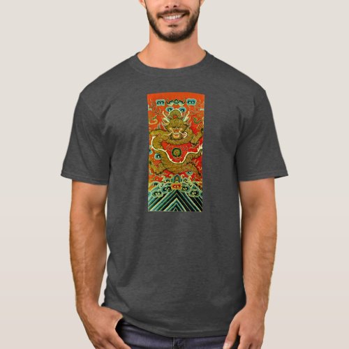 Golden dragon Chinese embroidery Qing dynasty T_Shirt