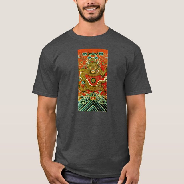 Golden dragon Chinese embroidery Qing dynasty T-Shirt (Front)