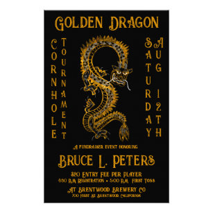 Golden Dragon Cornhole Tournament Fundraiser Event Flyer