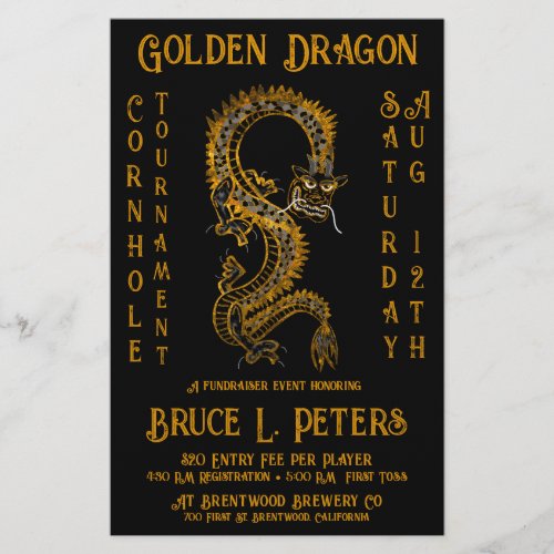 Golden Dragon Cornhole Tournament Fundraiser Event Flyer