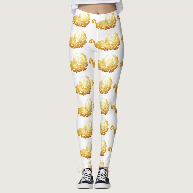 Golden Dragon  Custom Leggings (Front)