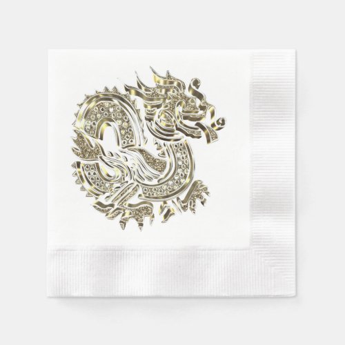 Golden Dragon Elegant  Faux Gold Foil Logo Napkins