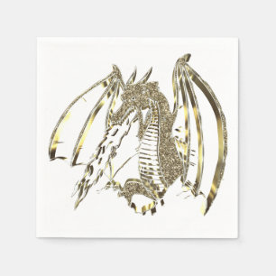 Golden Dragon Elegant Fire-breathing Dragon Napkins