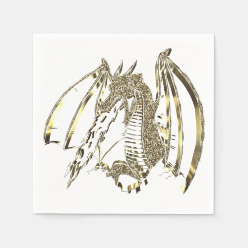 Golden Dragon Elegant Fire_breathing Dragon Napkins