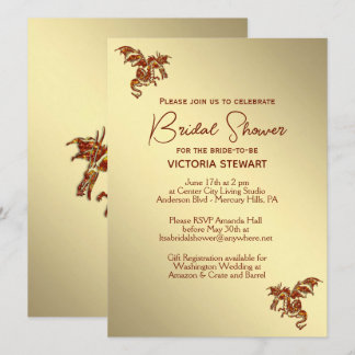 Golden Dragon Fantasy Bridal Shower Invitation