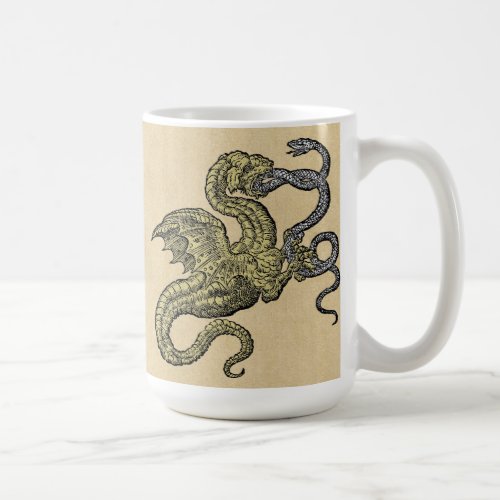 Golden Dragon Fighting Silver Snake Coffee Mug