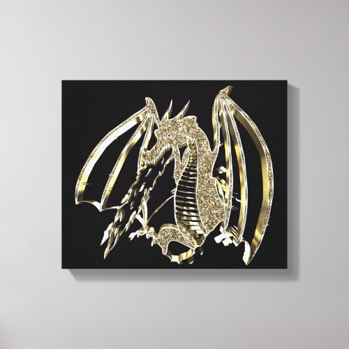 Golden Dragon fire breathing Dragon Canvas Print