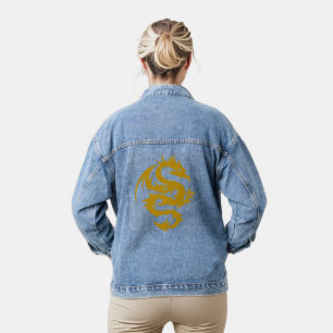Golden dragon fire denim jacket