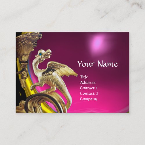 GOLDEN DRAGON FUCHSIA PURPLE AMETHYST Monogram Business Card