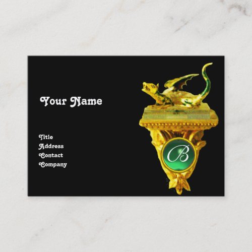 GOLDEN DRAGON GEM MONOGRAMyellow blackgreen Business Card