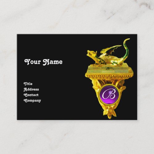 GOLDEN DRAGON GEM MONOGRAMyellow black purple Business Card