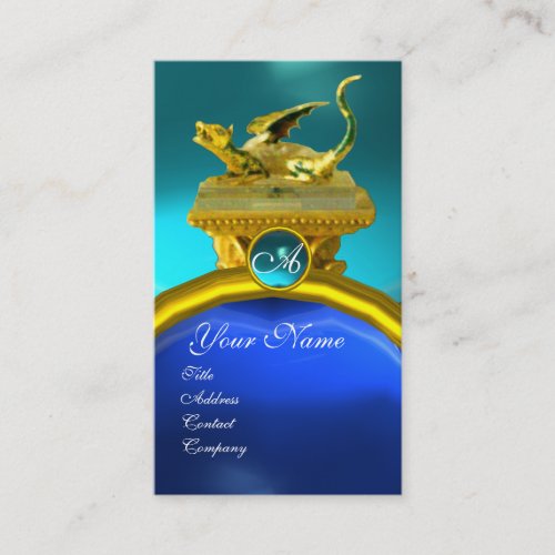 GOLDEN DRAGON GEM MONOGRAM yellow blue sapphire Business Card