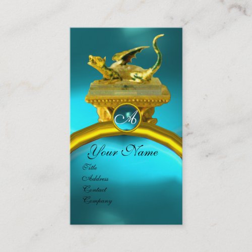 GOLDEN DRAGON GEM MONOGRAM yellow blue sapphire Business Card