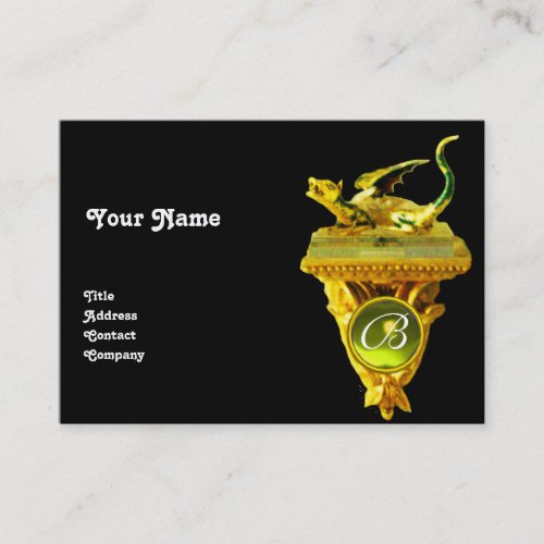 GOLDEN DRAGON GEM MONOGRAMyellow topaz black Business Card