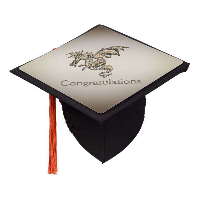 Golden Dragon Graduation Congratulations Cap Topper (Angled)