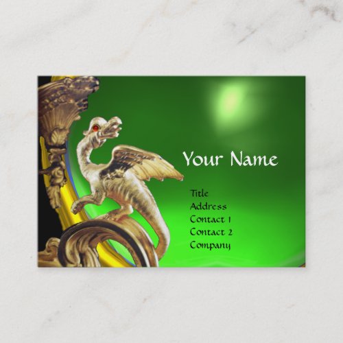 GOLDEN DRAGON GREEN EMERALD Monogram Business Card