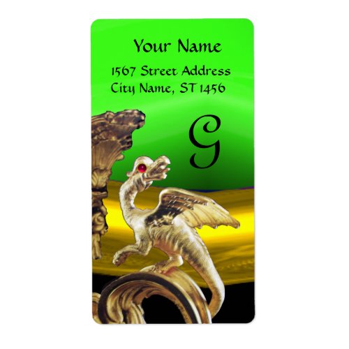 GOLDEN DRAGON GREEN EMERALD Monogram Label