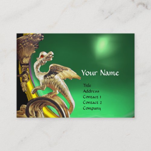 GOLDEN DRAGON GREEN JADE  Monogram Business Card