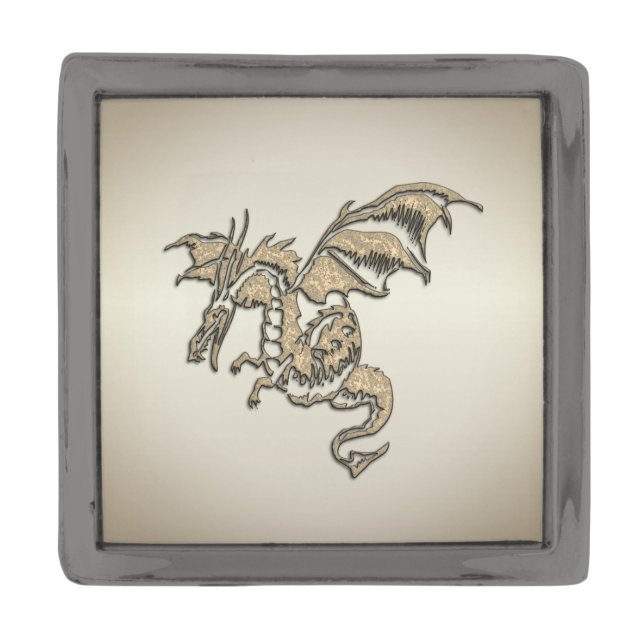 Golden Dragon Gunmetal Finish Lapel Pin (Front)