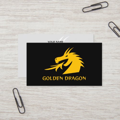 Golden dragon head business card template