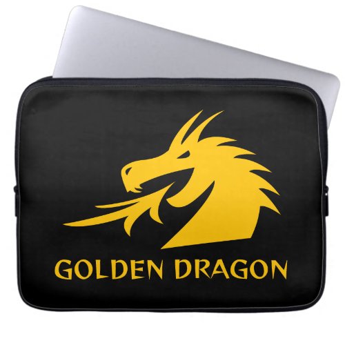 Golden dragon head logo custom laptop sleeve