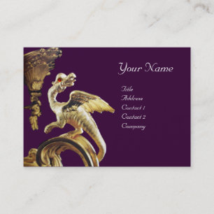 GOLDEN DRAGON IN PURPLE  Monogram Business Card