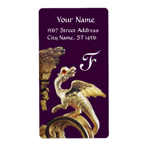 GOLDEN DRAGON IN PURPLE RED RUBY Monogram Label