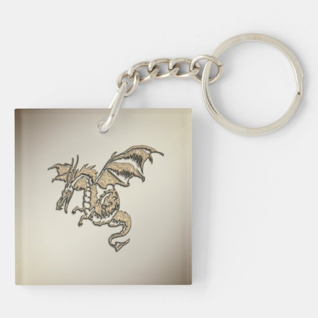 Golden Dragon Keychain (Back)