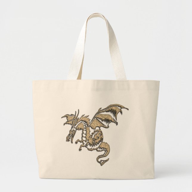 Golden Dragon Large Tote Bag (Front)