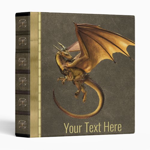 Golden Dragon Leather Look  Personalize 3 Ring Binder