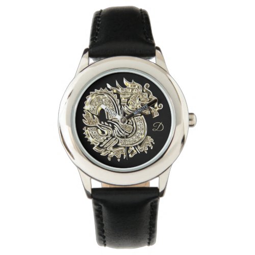 Golden Dragon Logo Add Monogram Elegant Watch