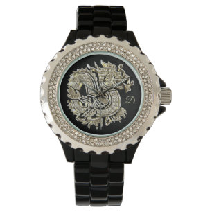 Golden Dragon Logo Add Monogram Elegant Watch